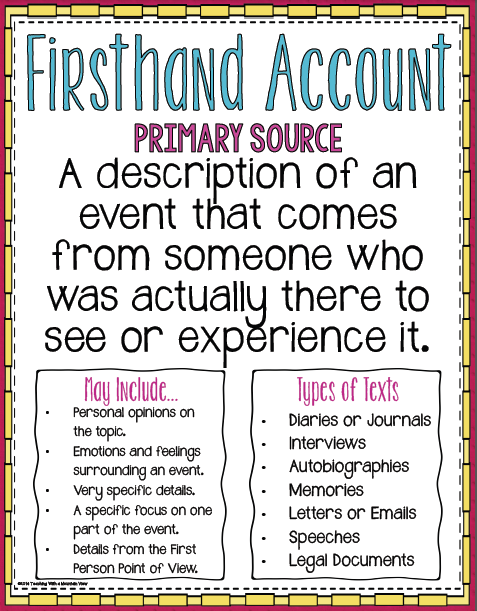 First And Secondhand Accounts